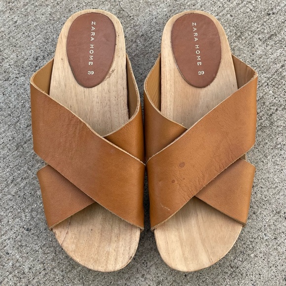 Zara Home Wooden Leather Sandals size 39 - Picture 8 of 8